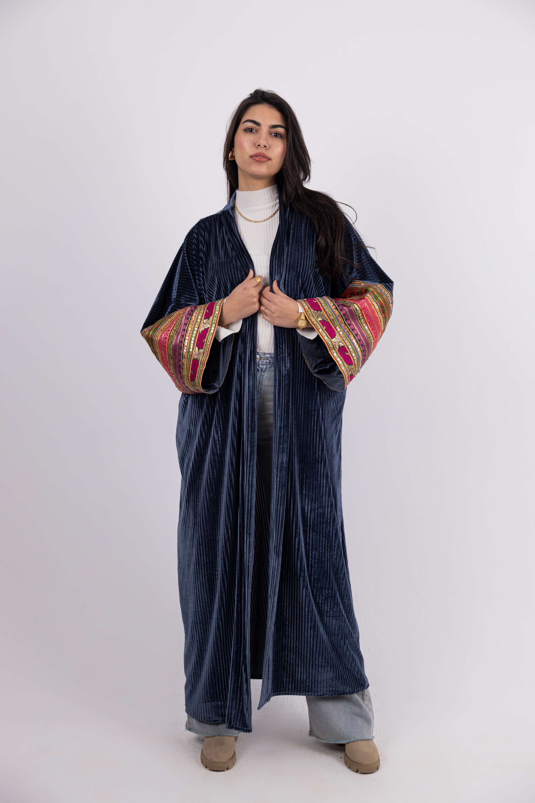Indira Embroidered Velvet Kaftan
