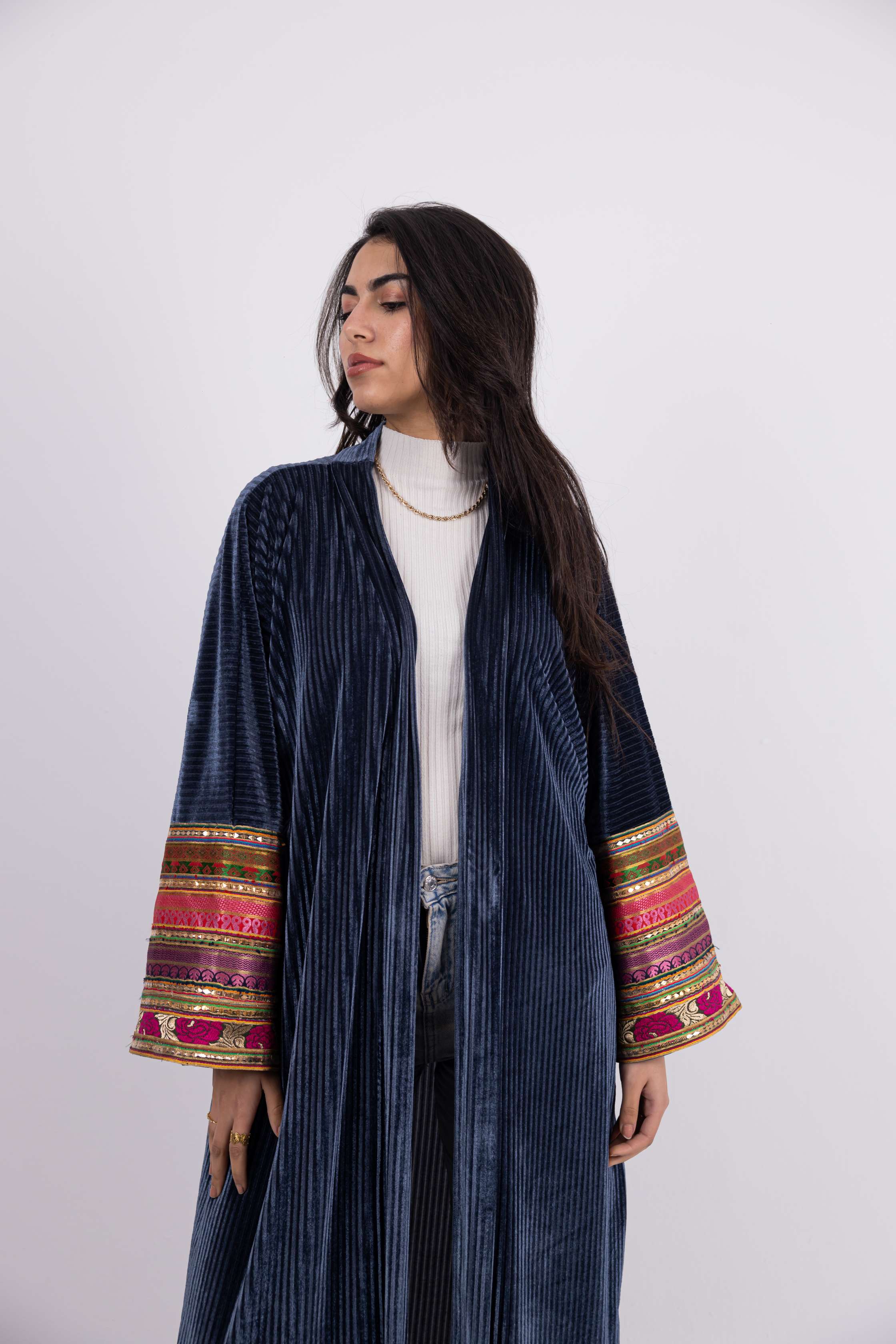 Indira Embroidered Velvet Kaftan