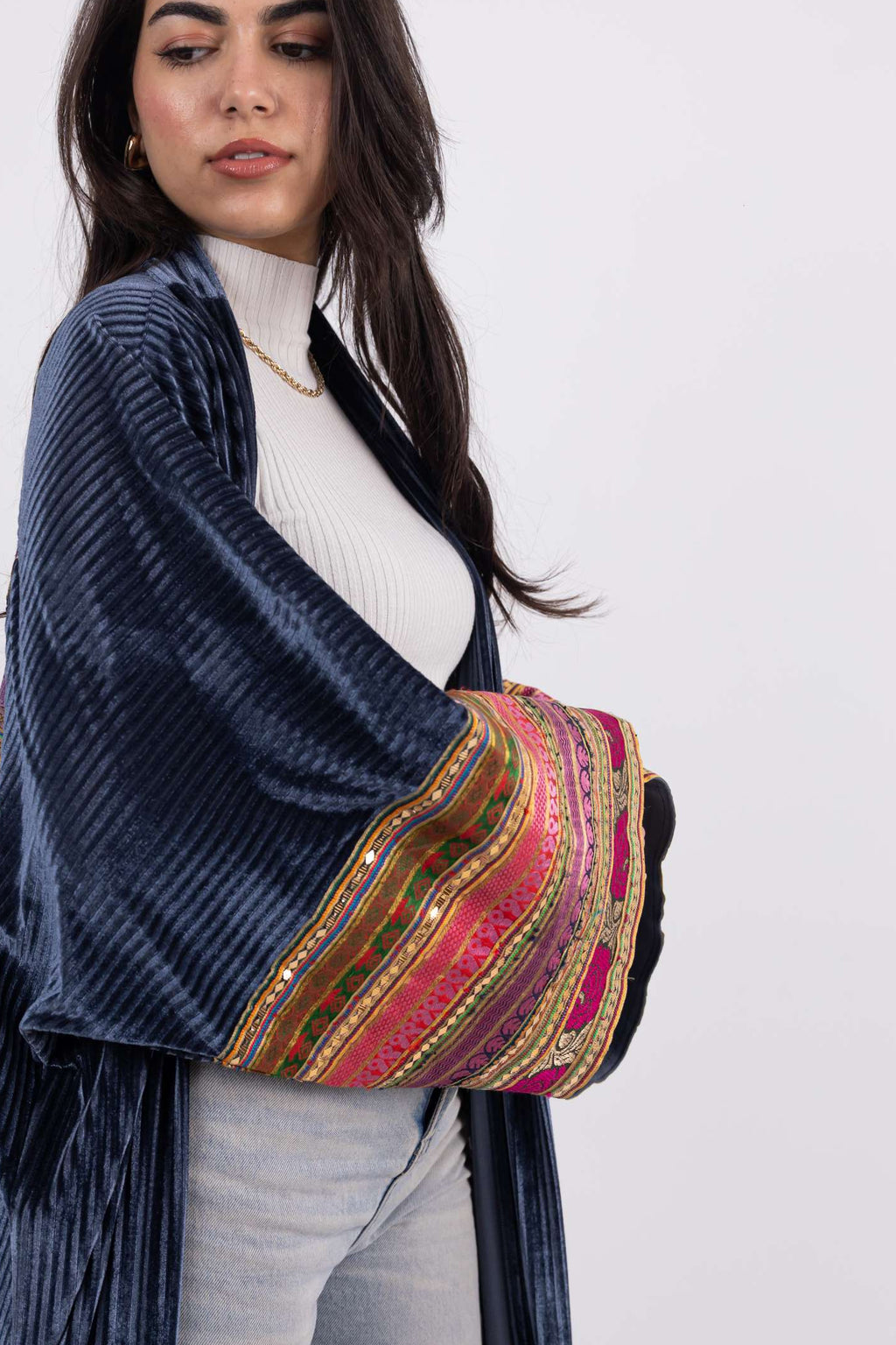 Indira Embroidered Velvet Kaftan