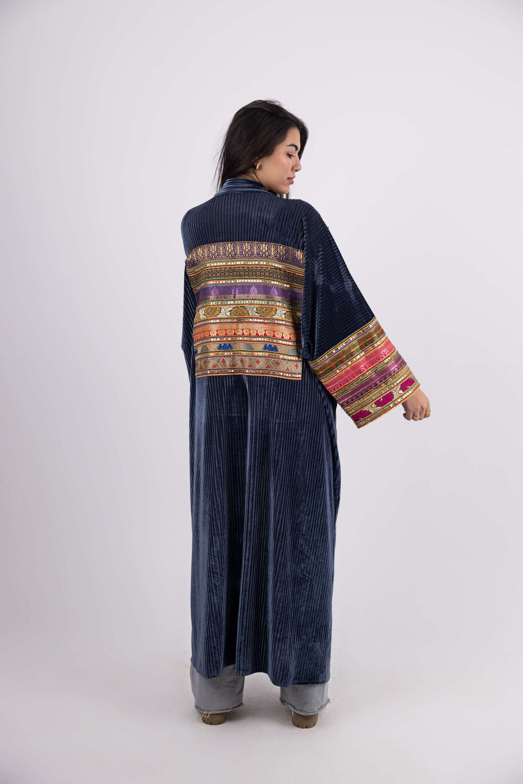 Indira Embroidered Velvet Kaftan
