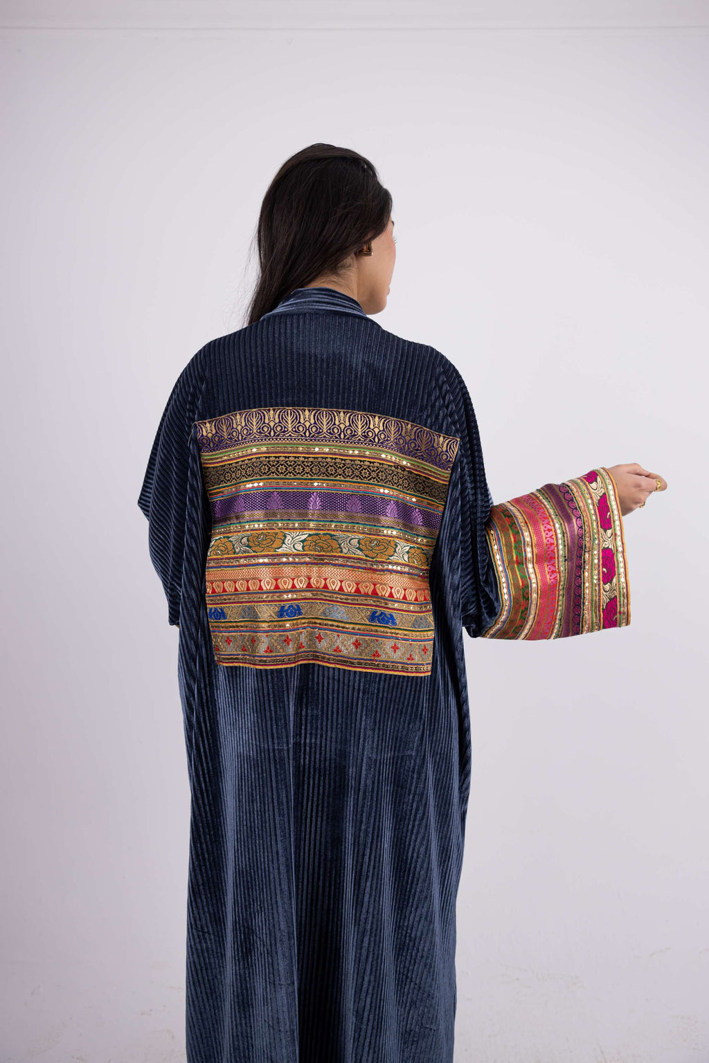 Indira Embroidered Velvet Kaftan