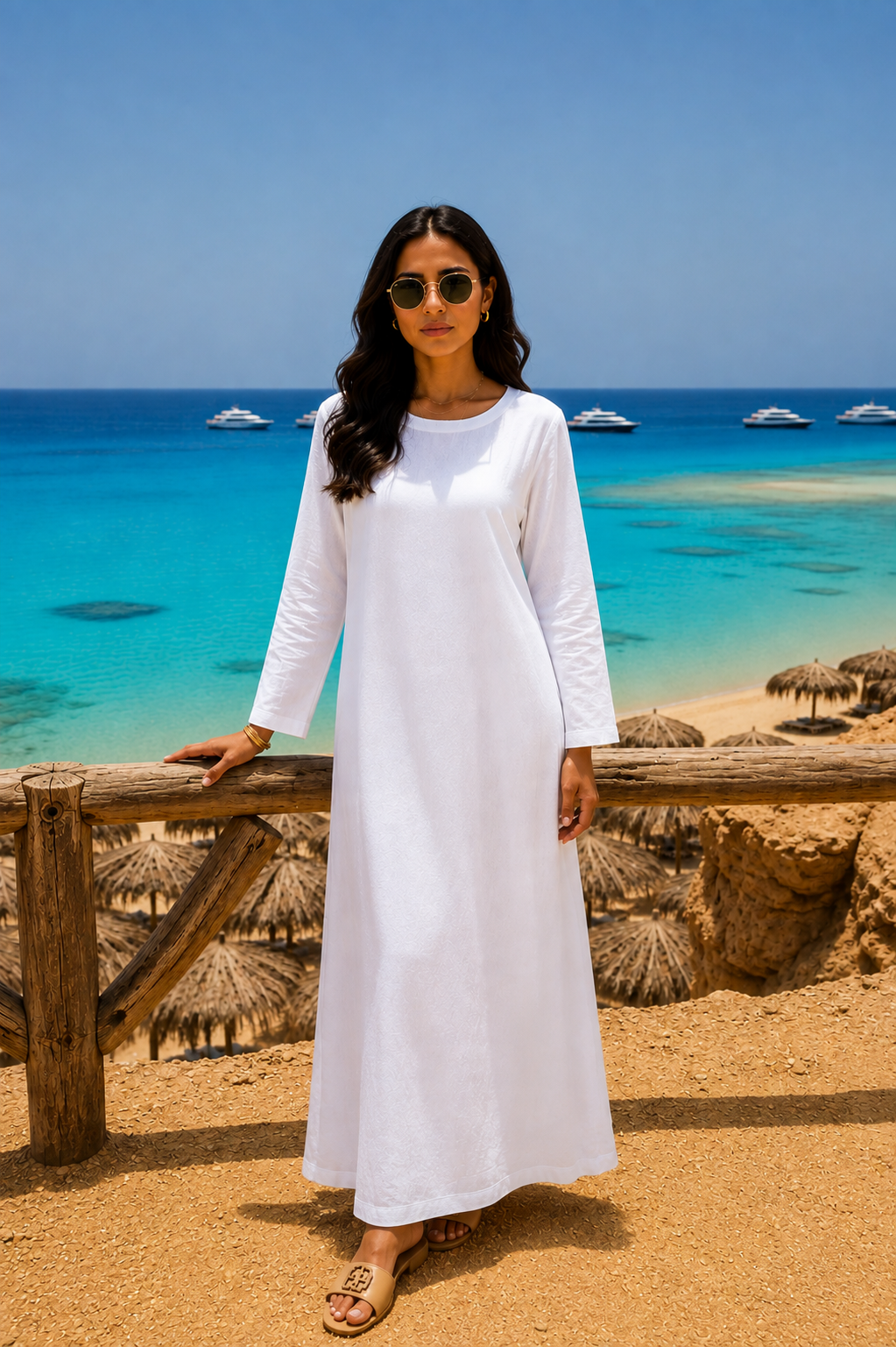 ZALYA Essential Cotton Maxi Dress – White